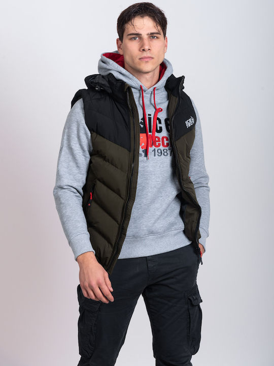 Sleeveless Jacket Puffer Khaki