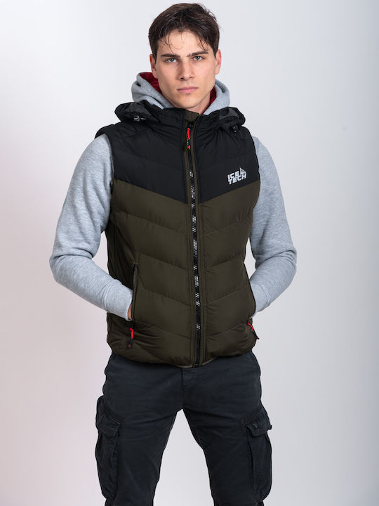 Sleeveless Jacket Puffer Khaki