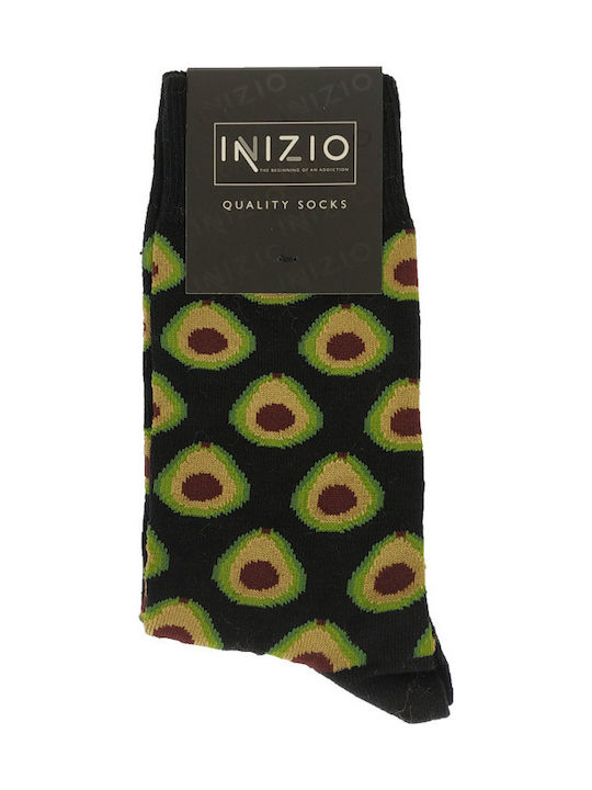 Inizio 4123 Men's Patterned Socks Black / Green 4123-2