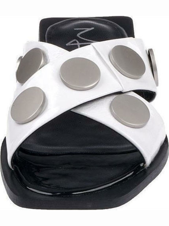 Leather Women's Flat Sandals in White Color