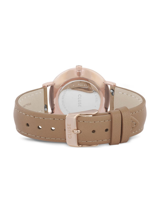 Cluse Watch with Beige Leather Strap CW0101201015