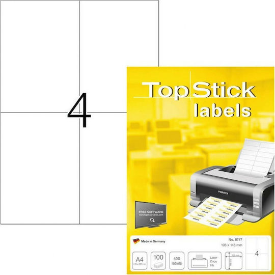 Topstick 400 Self-Adhesive Rectangular A4 Labels 105x148mm