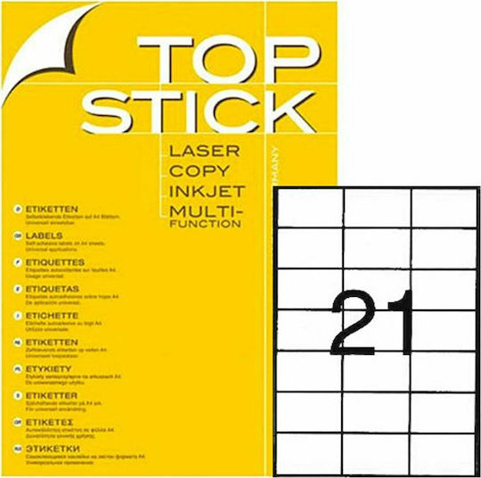 Topstick 2100 Αυτοκόλλητες Ετικέτες Α4 Ορθογώνιες 70x42.3mm