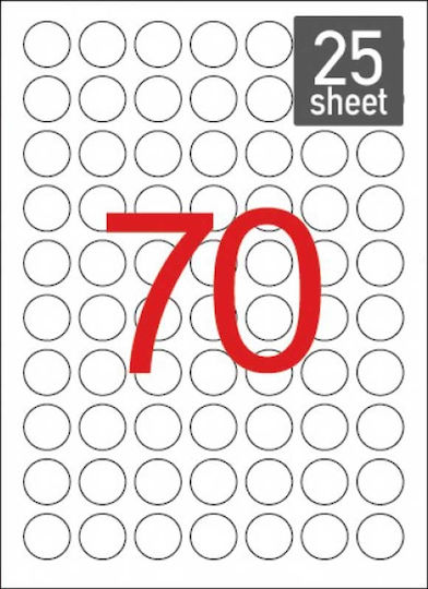 Typotrust 1750 Self-Adhesive Round A4 Labels 25mm