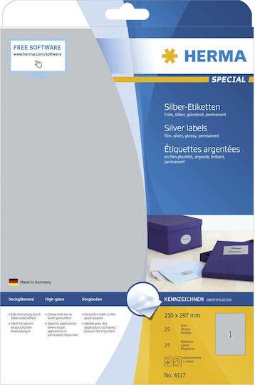 Herma 25 Etichete autoadezive A4 Dreptunghiulare 210x297mm