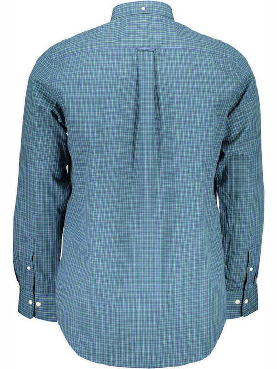 Gant Men's Shirt Long Sleeve Cotton Checked Blue