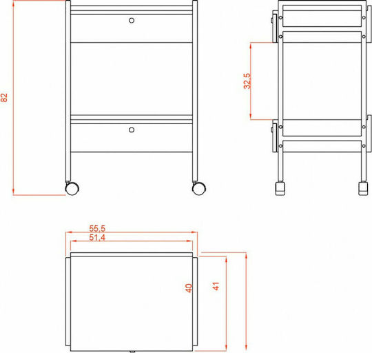 Weelko Τροχήλατο Τραπεζάκι Νοσηλείας Π55.5xΒ37xΥ82cm Easy+ 1019