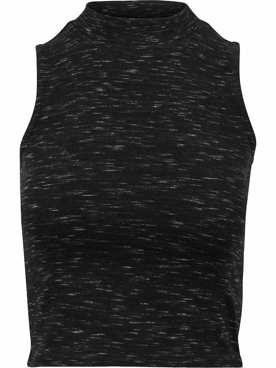 Space Dye Women's Blouse Cotton Sleeveless Black