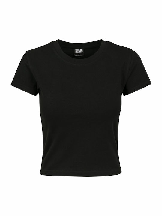 Γυναικείο Καλοκαιρινό Crop Top Βαμβακερό Κοντομάνικο Μαύρο