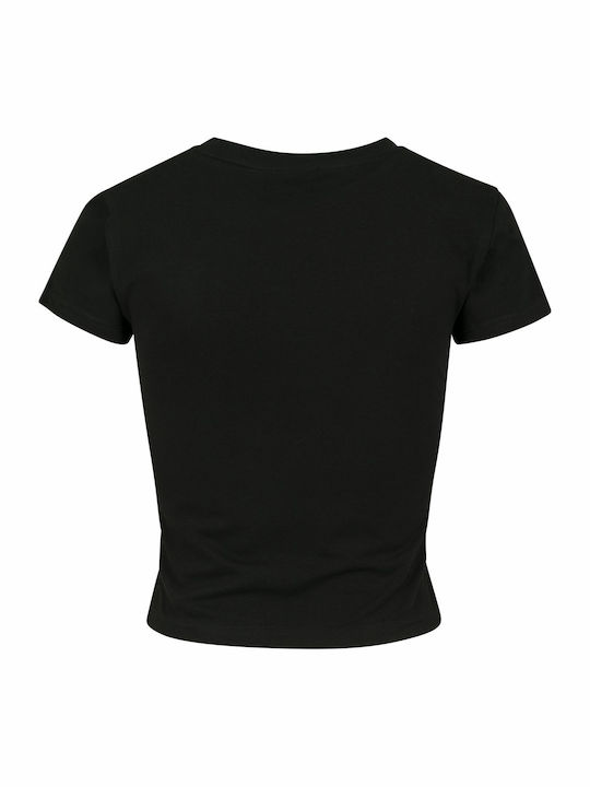 Γυναικείο Καλοκαιρινό Crop Top Βαμβακερό Κοντομάνικο Μαύρο