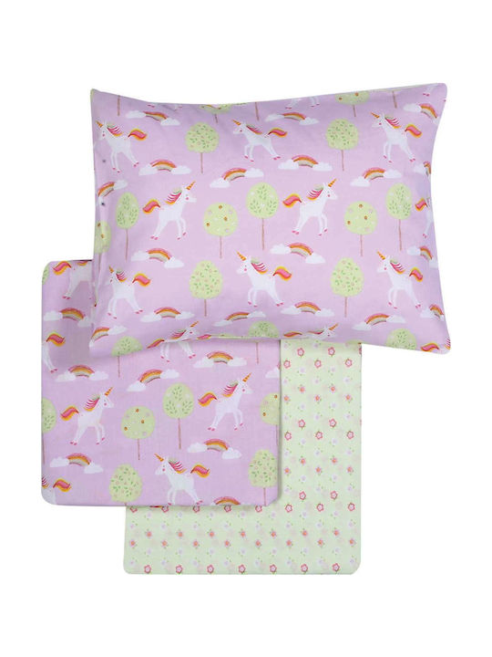 Nef-Nef Homeware Cradle Sheets Set Rainbow Story Lilac 120x170cm