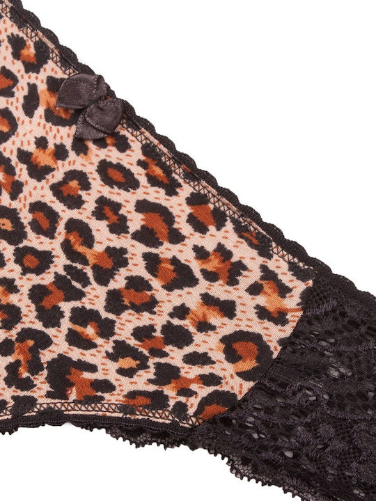 Filinda 4397 Cotton Women's Brazil MultiPack with Lace Leopard