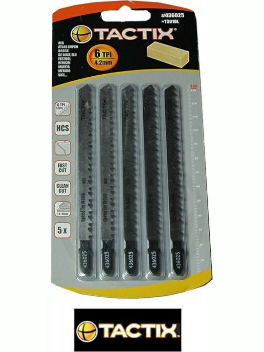 Tactix Jig Saw Blade for Wood 132mm with Thick Tooth 5pcs 436025
