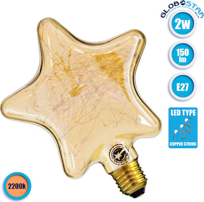 GloboStar Deco Star Λάμπα LED για Ντουί E27 Θερμό Λευκό 150lm