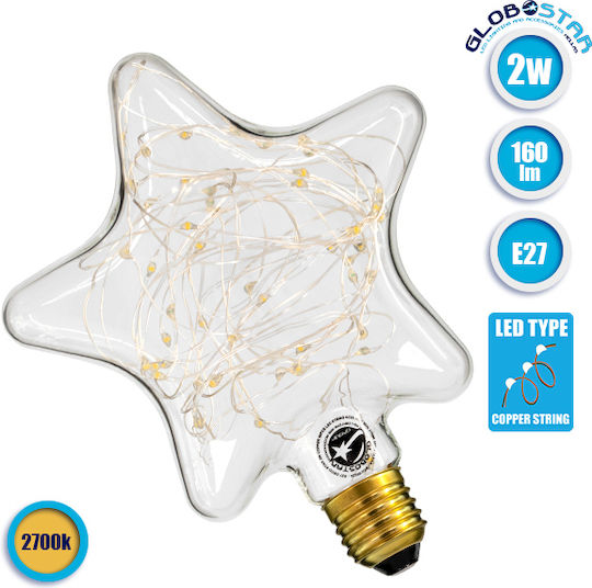 GloboStar Deco Star LED Bulb 2W for Socket E27 Warm White 160lm