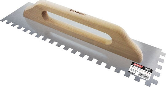 Maan Spatulă pentru gresie Inox Danturată 480x130mm cu Mâner de Lemn Dinte 10x10mm 3052