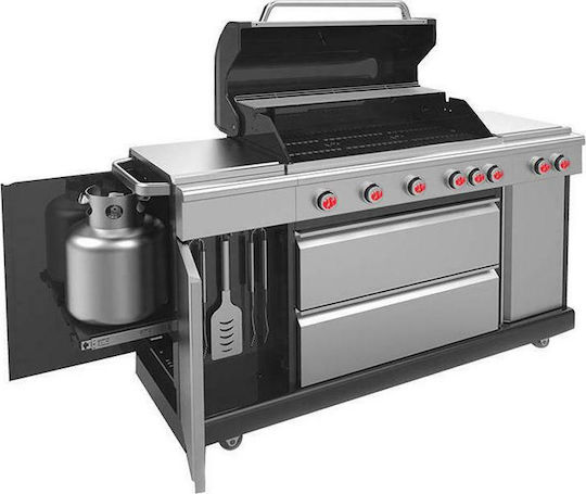 Landmann Triton PTS + Газово Барбекю Чугунена Решетка 80брx44брсм. с 5 бр 17.5кВт и Страничен Нагревател Инфрачервена