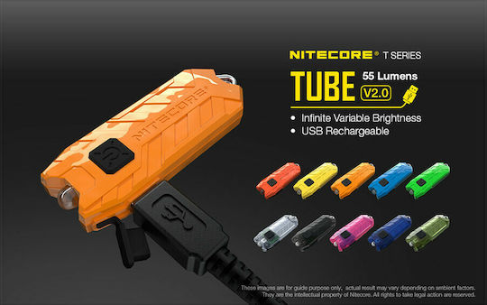 NiteCore Rechargeable Keychain Flashlight LED IP65 with Maximum Brightness 55lm Tube V2.0 Embedded Azure Blue