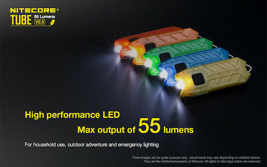 NiteCore Rechargeable Keychain Flashlight LED IP65 with Maximum Brightness 55lm Tube V2.0 Embedded Azure Blue