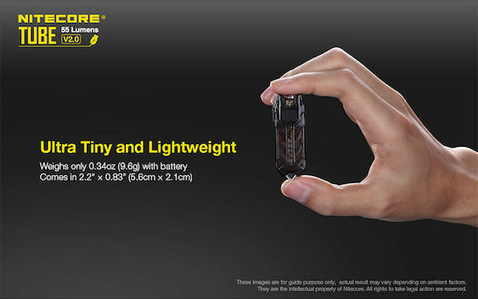 NiteCore Επαναφορτιζόμενος Φακός Μπρελόκ LED IP65 με Μέγιστη Φωτεινότητα 55lm Tube V2.0 Ενσωματωμένη Yellow
