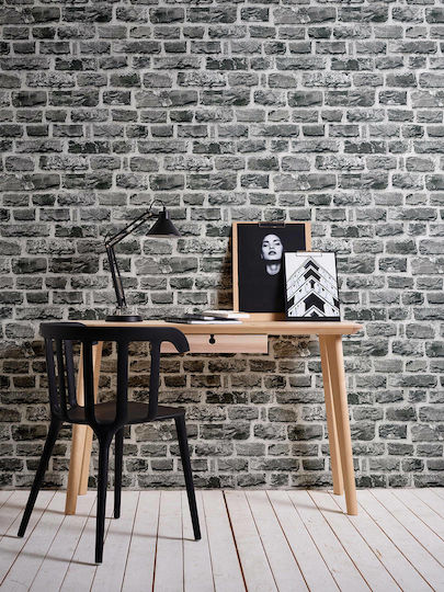 Wall Wallpaper Brick Vinyl Gray 1000x53cm Washable
