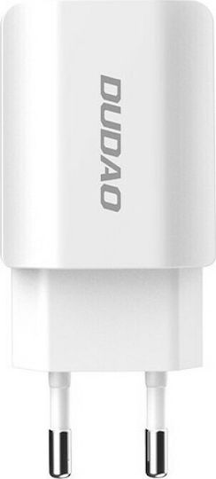 Dudao Ladegerät mit 2 USB-A Anschlüsse und Kabel Micro-USB Weißs (A2EU)