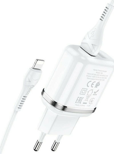 Hoco с 2 USB-A порта и кабел Lightning Бял (N4 Aspiring)