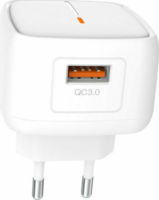 XO Încărcător Fără Cablu cu Port USB-A 18W Quick Charge 3.0 Albς (L59)