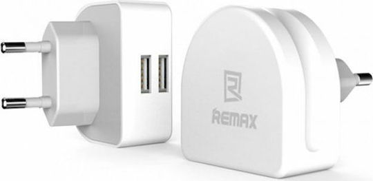 Remax Φορτιστής Χωρίς Καλώδιο με 2 Θύρες USB-A Λευκός (RMT7188)