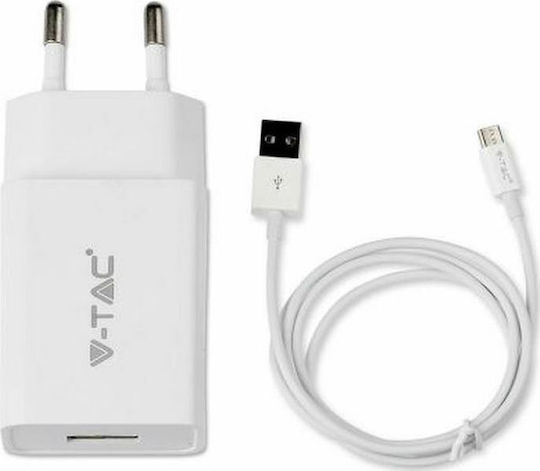 V-TAC Charger with USB-A Port and Cable micro USB 18W Whites (VT-5381)