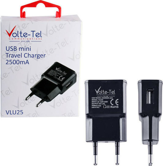 Volte-Tel Φορτιστής Χωρίς Καλώδιο με Θύρα USB-A Μαύρος (VLU25)