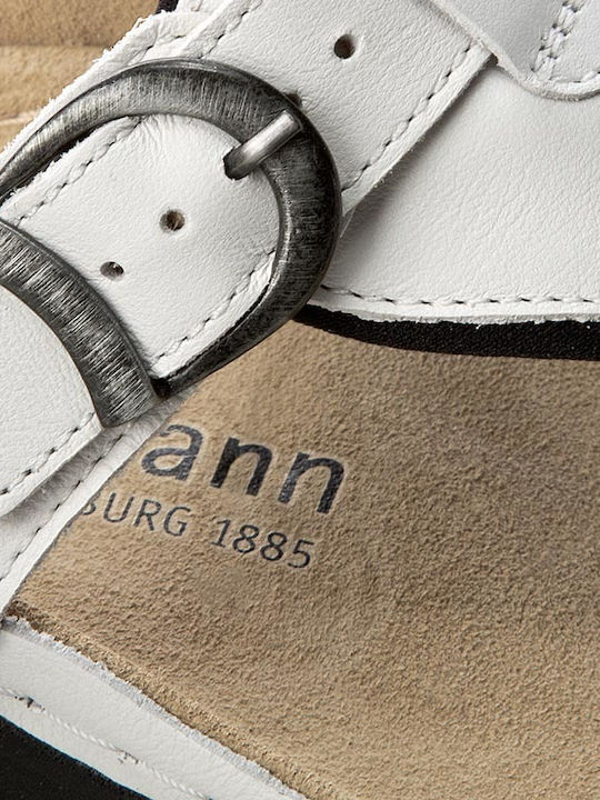 Mila Leather Women's Flat Sandals Anatomic in White Color