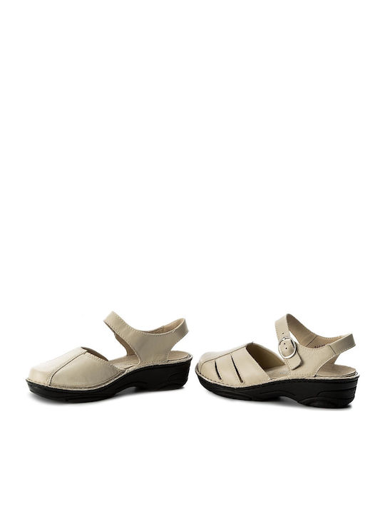 Berkemann Birthe Leather Women's Flat Sandals Anatomic in White Color