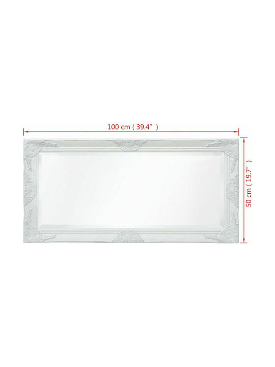 vidaXL Oglindă de Perete cu Alb Ramă din Lemn 100x50cm 1buc