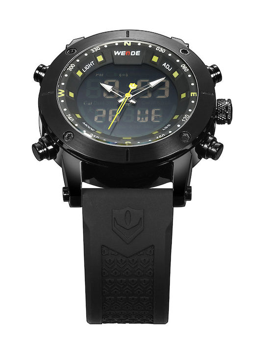 Weide Men's Watch 48mm Battery with Black Rubber Strap