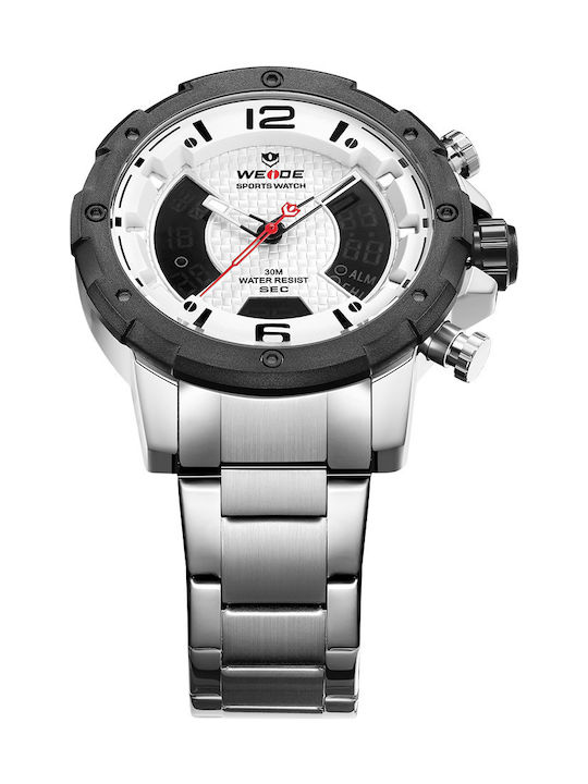 Weide Men's Watch 43mm Battery with Silver Metal Bracelet