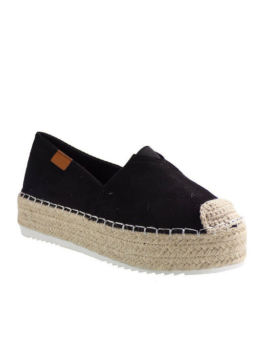 Bagiota Shoes A8695 Wildleder Damen Espadrilles in Schwarz Farbe