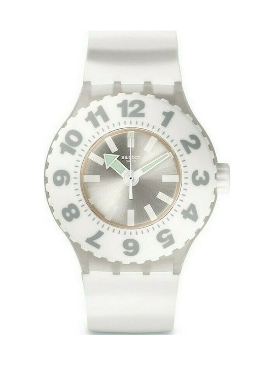 Swatch Die Weisse Uhr mit Weiß Kautschukarmband