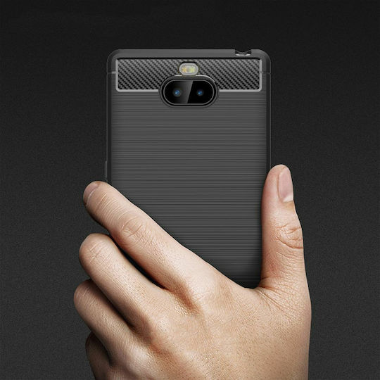 TPU Carbon Fiber Brushed Back Cover Plastic Negru (Xperia 10)