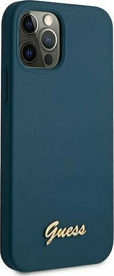 Guess Metal Logo Script Back Cover Πλαστικό Μπλε (iPhone 12 Pro Max)