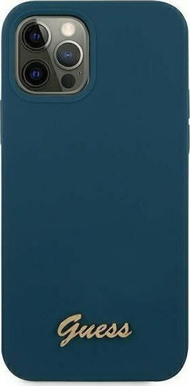 Guess Metal Logo Script Back Cover Πλαστικό Μπλε (iPhone 12 Pro Max)