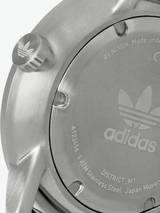 adidas District M1 Ανδρικό Ρολόι 42mm Μπαταρίας με Ασημί Μεταλλικό Μπρασελέ