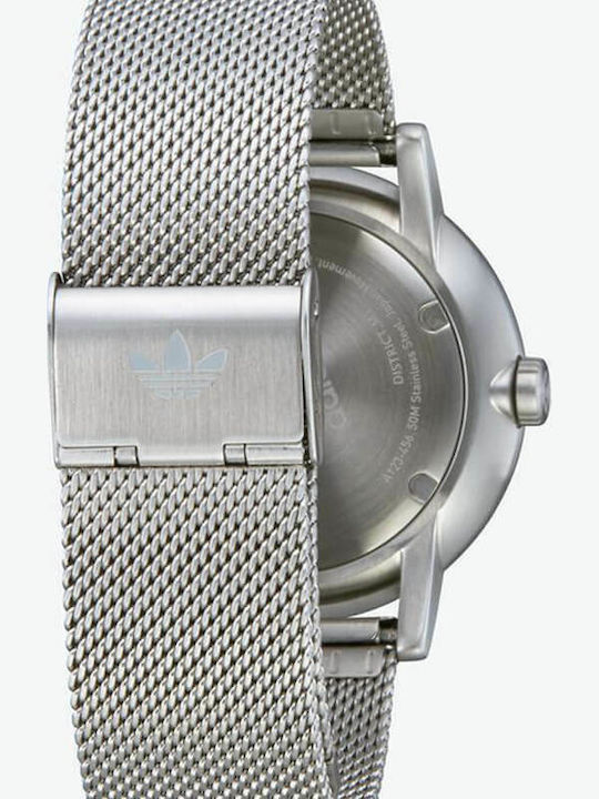 adidas District M1 Ανδρικό Ρολόι 42mm Μπαταρίας με Ασημί Μεταλλικό Μπρασελέ