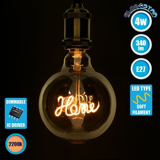 GloboStar LED-Lampe 2.4W 180mm für Fassung E27 und Form G125 Warmes Weiß 204lm Dimmbar