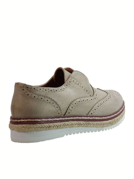 Γυναικεία Flatform Oxfords σε Χρυσό Χρώμα