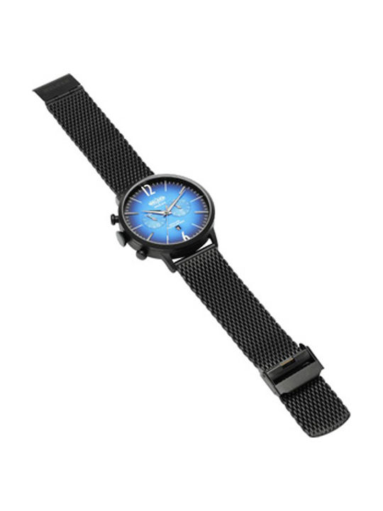 Welder Ανδρικό Ρολόι 47mm Χρονογράφος Μπαταρίας με Μαύρο Μεταλλικό Μπρασελέ