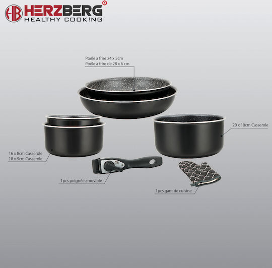 Herzberg Cookware Set Made of Aluminum with Stone Coating 5pcs