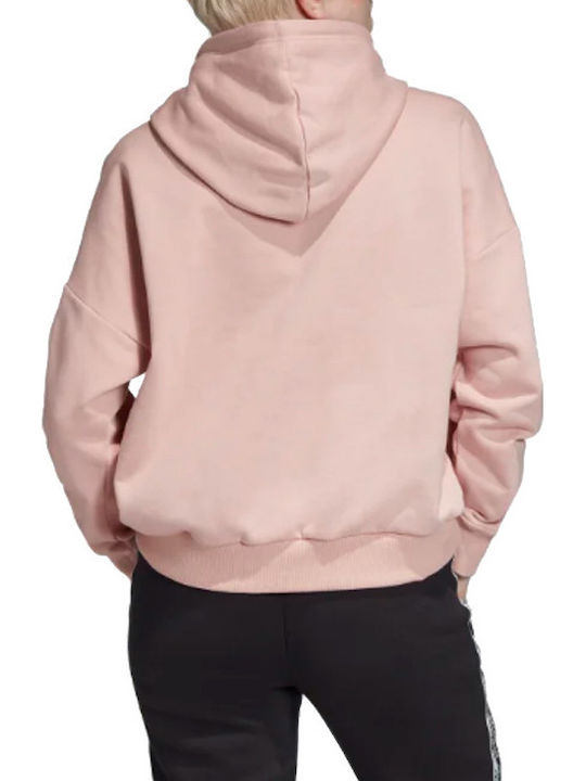 Adidas Ruched Γυναικείο Φούτερ με Κουκούλα Ροζ