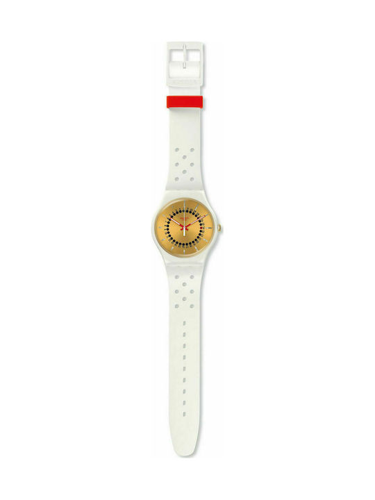 Swatch Watch with White Rubber Strap