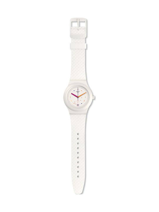 Swatch Sistem Polka Watch Automatic with White Rubber Strap